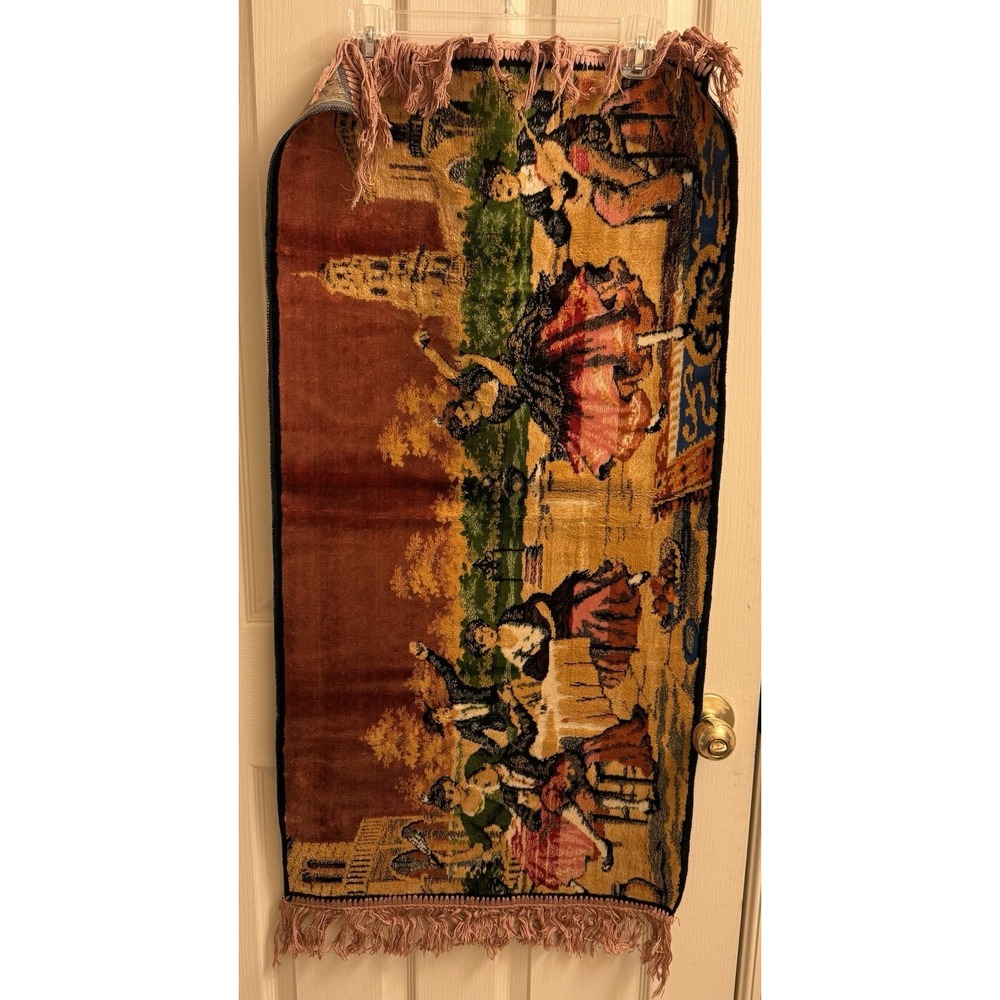Vintage Tapestry Spanish Flamenco Dancers Scene  Vibrant Colors 39" X 19"‎